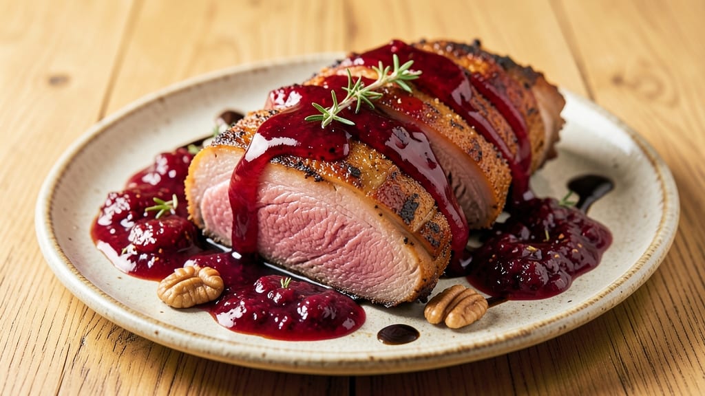 Cranberry Dijon Pork Loin Roast with Apple Cider Glaze Recipe: Sweet-Tart Glaze That Caramelizes Every Bite