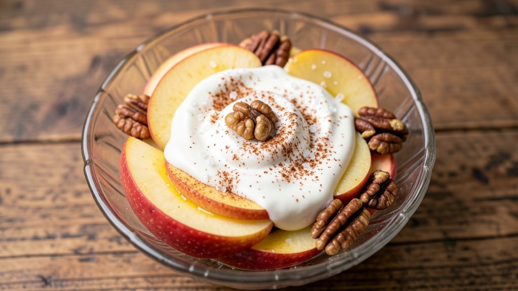 Apple Salad Dessert Recipe: Crunchy Apple Bites with Spiced Yogurt Dip