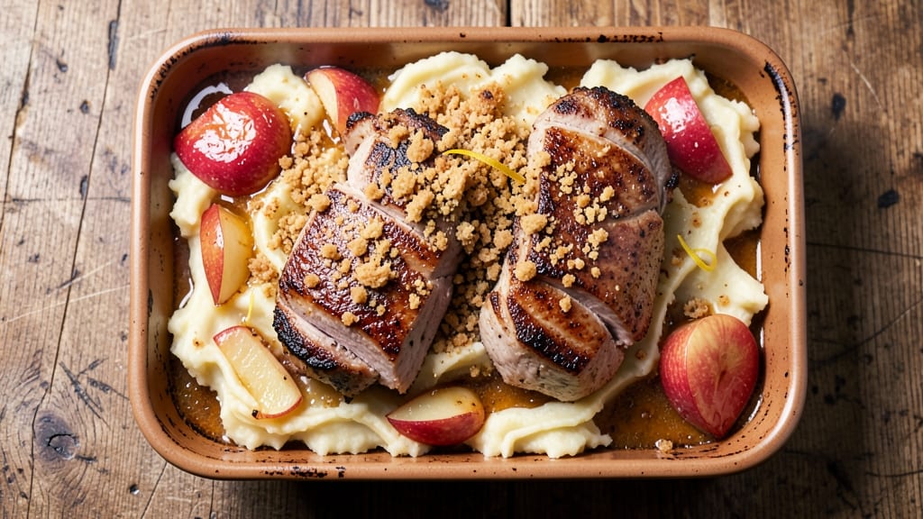 Pork Chops Apple Casserole Recipe: Savory Apple Crisp Top Over Juicy Meat