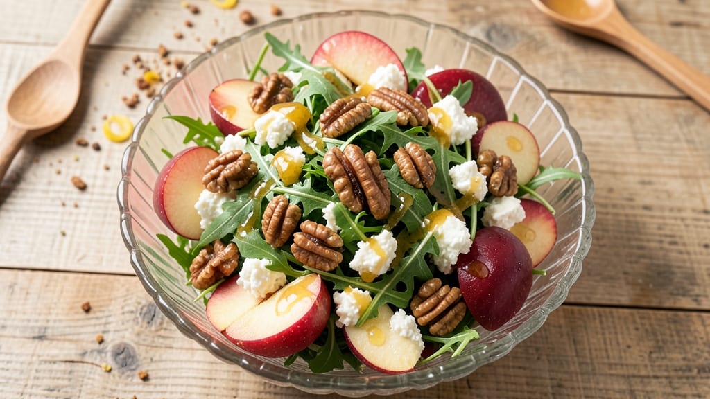 Raw Apple Salad Recipe: Crunchy Spiced Apples Over Creamy Goat Cheese Base